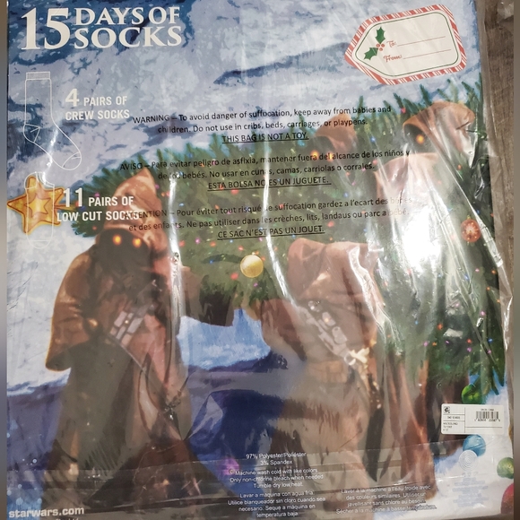 🌞2 for $30 Men's Star Wars 15 Days of Socks Advent Calendar Assorted Sz 6-12 - Picture 4 of 4